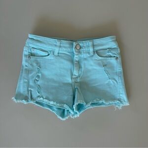 DL1961 Girl’s Aqua Distressed Denim Shorts